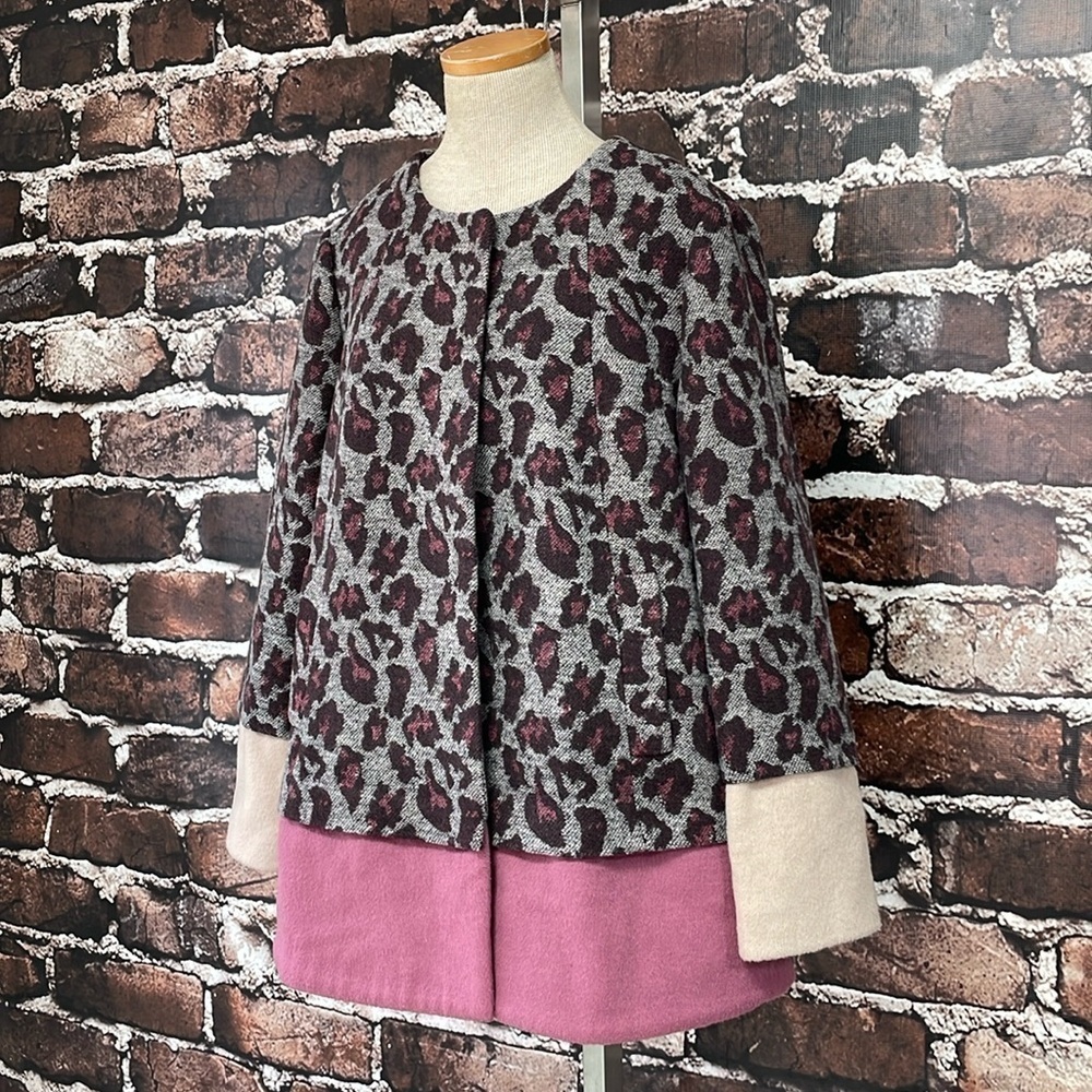 LOGO by Lori Goldstein Jacket Women's 16 Plus Grey Pink Cheetah Print - Picture 5 of 14